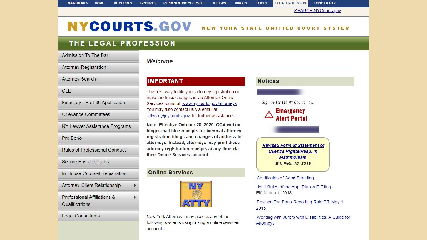 Welcome - Home Page for the Legal Profession | NYCOURTS.GOV